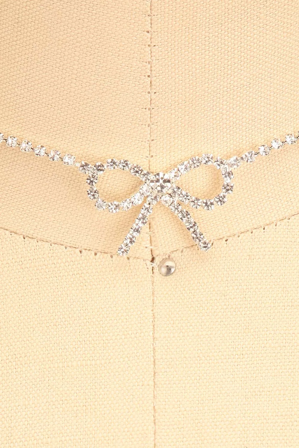 Menny | Crystal Choker Necklace w/ Bow