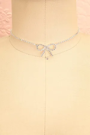 Menny | Crystal Choker Necklace w/ Bow