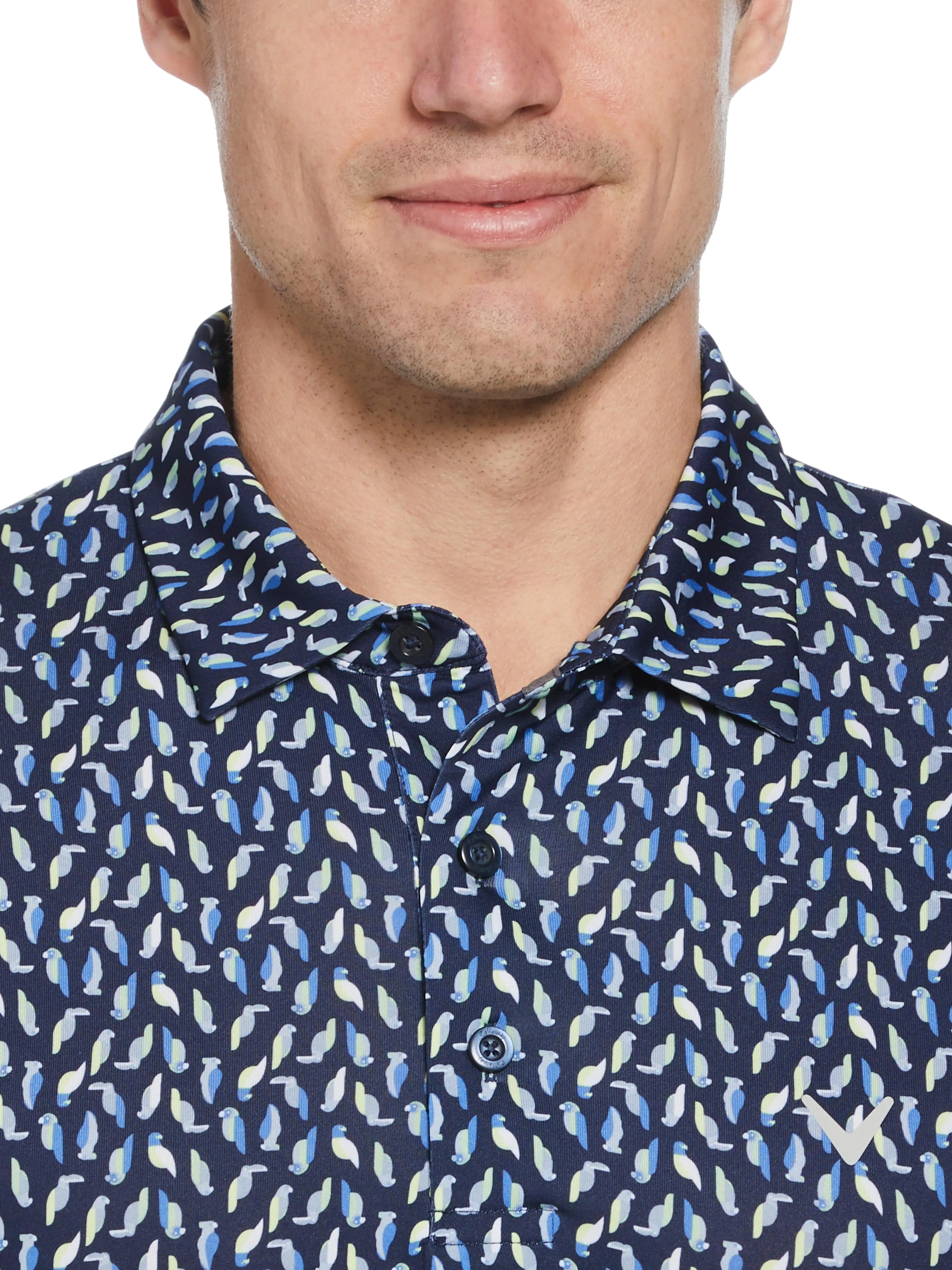 Mens Day All Over Birdie Print Polo Callaway Apparel