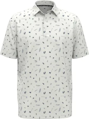 Mens Short Sleeve All Over Tee Time Print Polo Callaway Apparel
