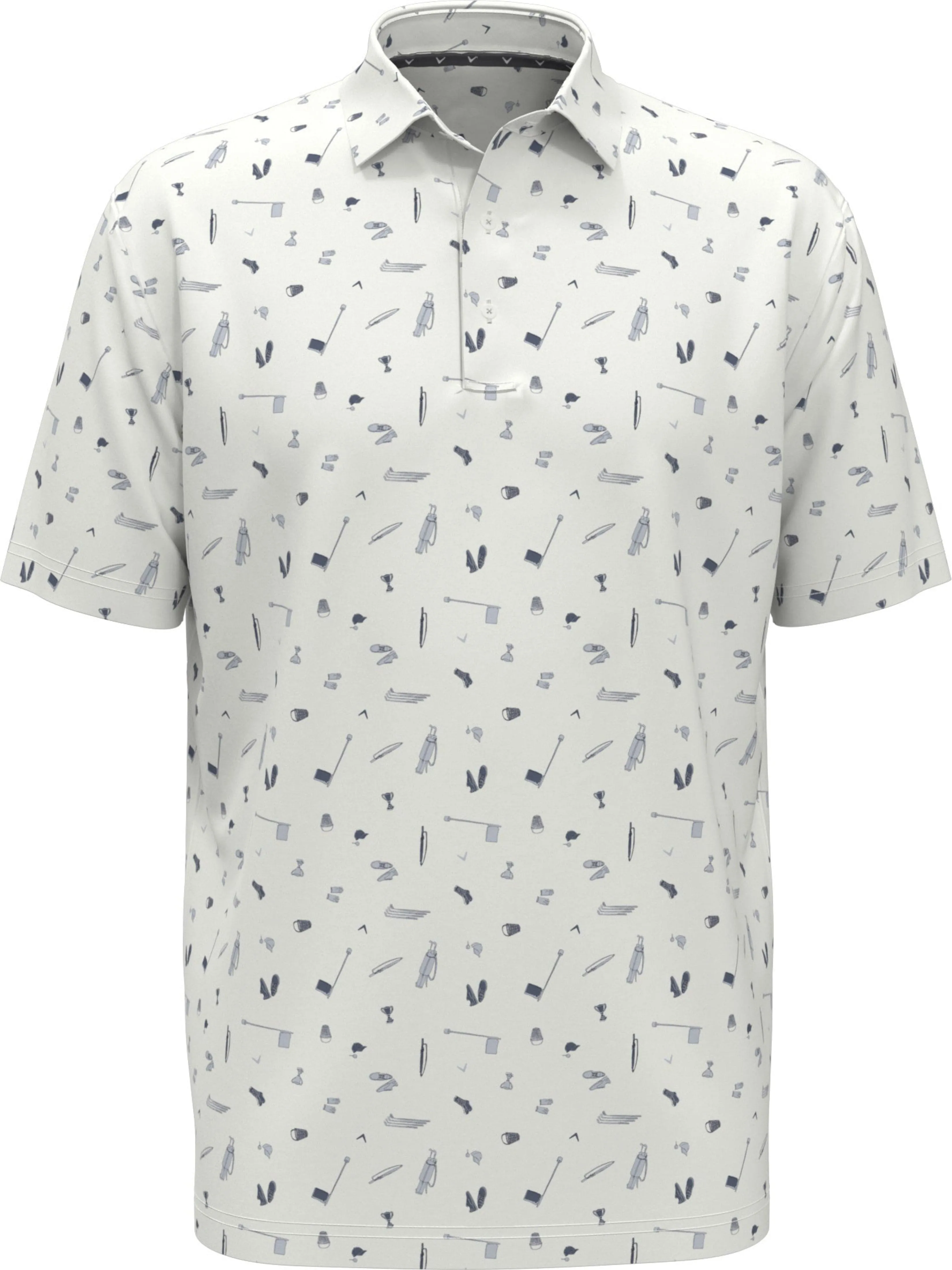 Mens Short Sleeve All Over Tee Time Print Polo Callaway Apparel