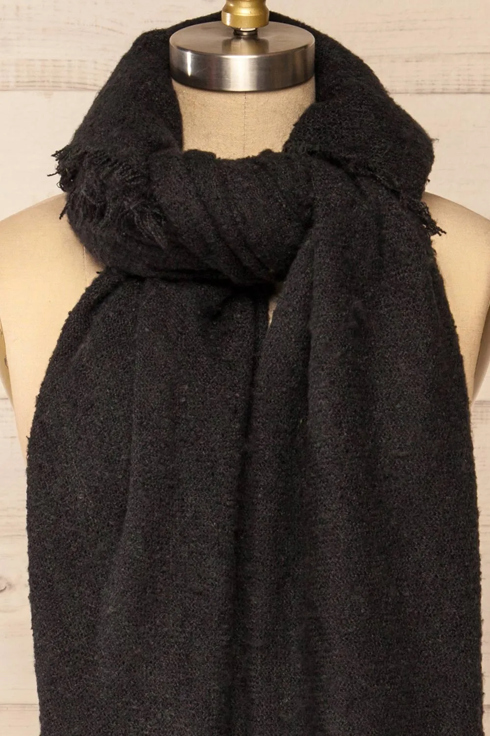 Mohaire Black | Soft Knit Scarf
