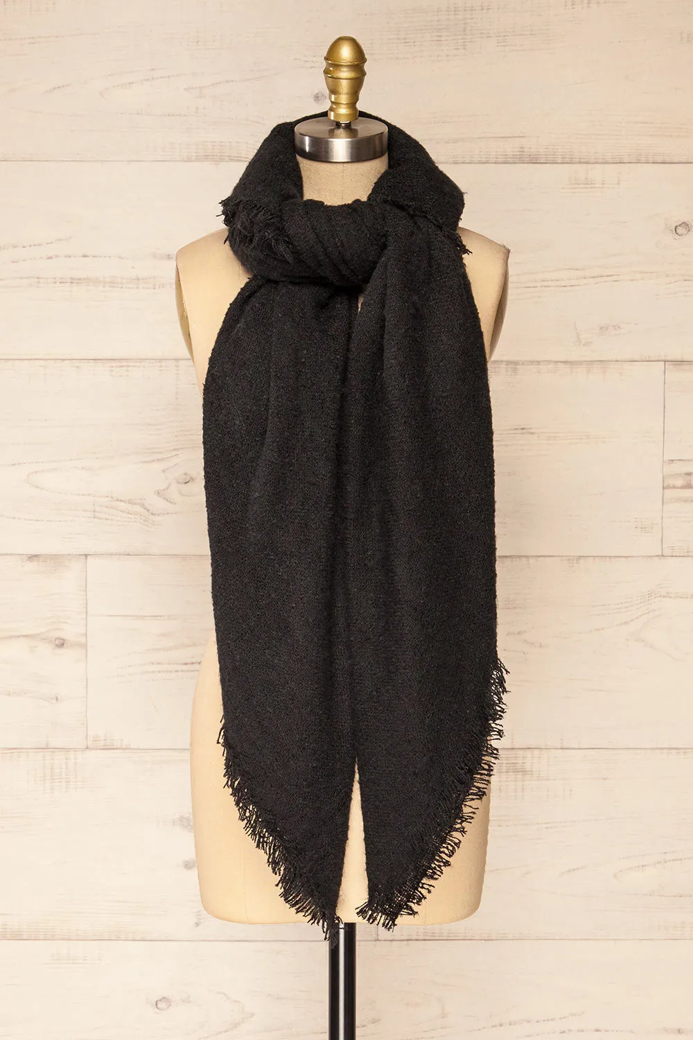 Mohaire Black | Soft Knit Scarf