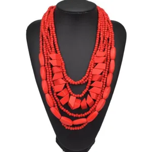 Multilayer Wood Beaded Statement Necklace Anna Kay Co