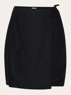 Natural linen wrap skirt - Black Jet Knowledge Cotton