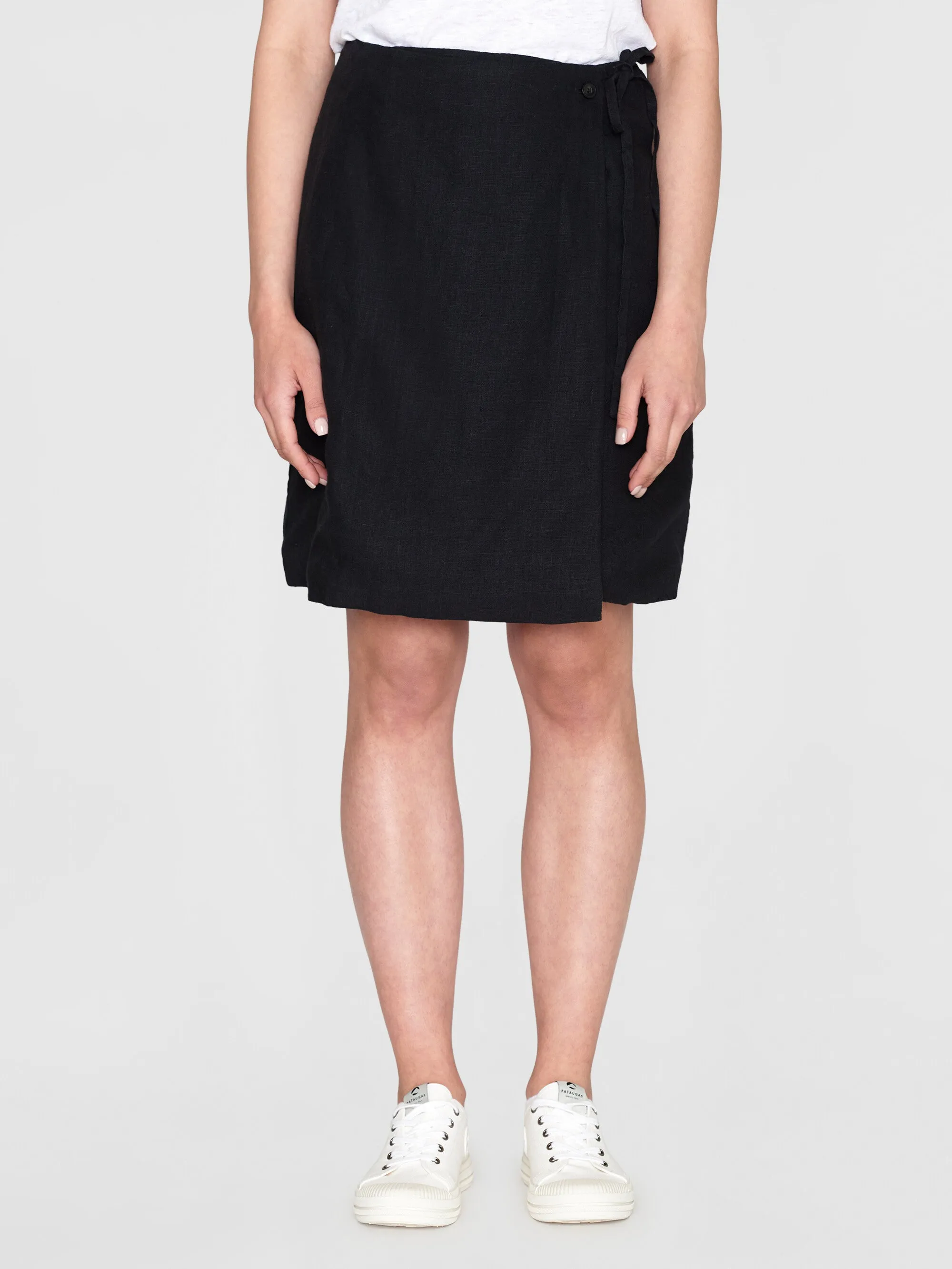 Natural linen wrap skirt - Black Jet Knowledge Cotton