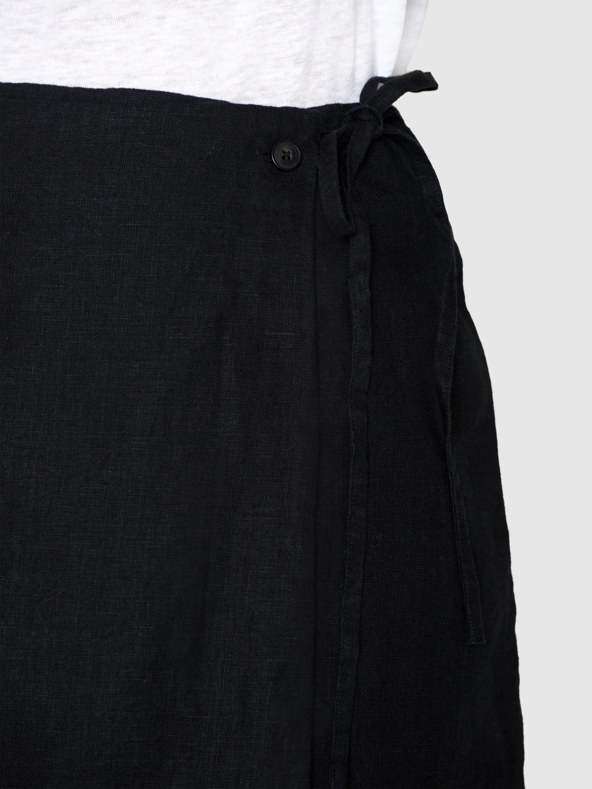 Natural linen wrap skirt - Black Jet Knowledge Cotton