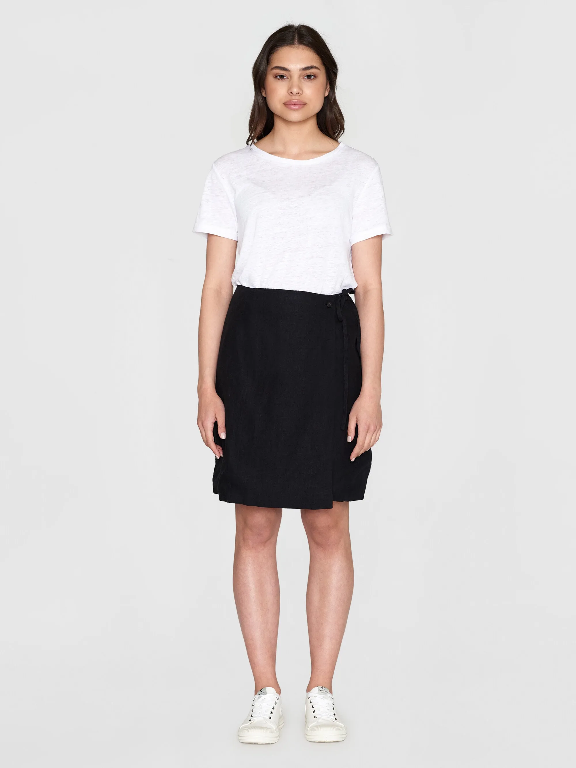 Natural linen wrap skirt - Black Jet Knowledge Cotton
