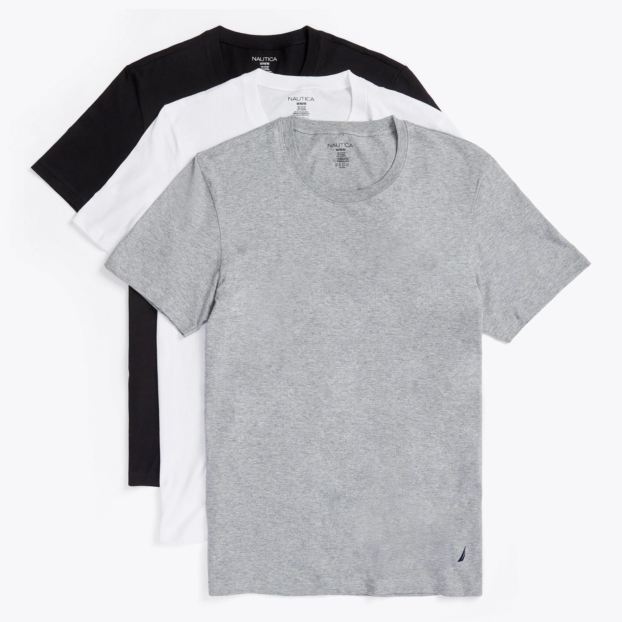 Nautica Mens Crew T-Shirts, 3-Pack