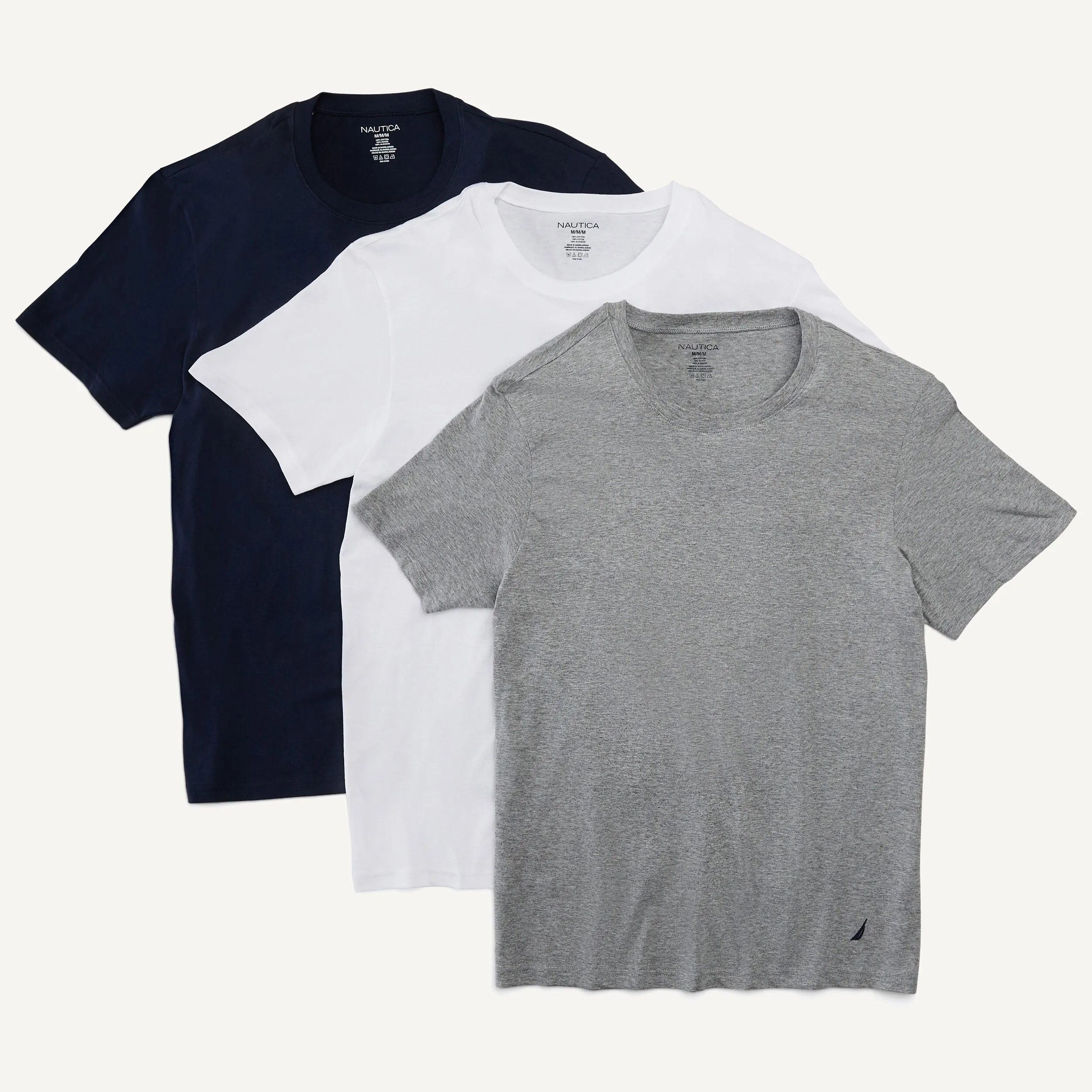 Nautica Mens Crew T-Shirts, 3-Pack