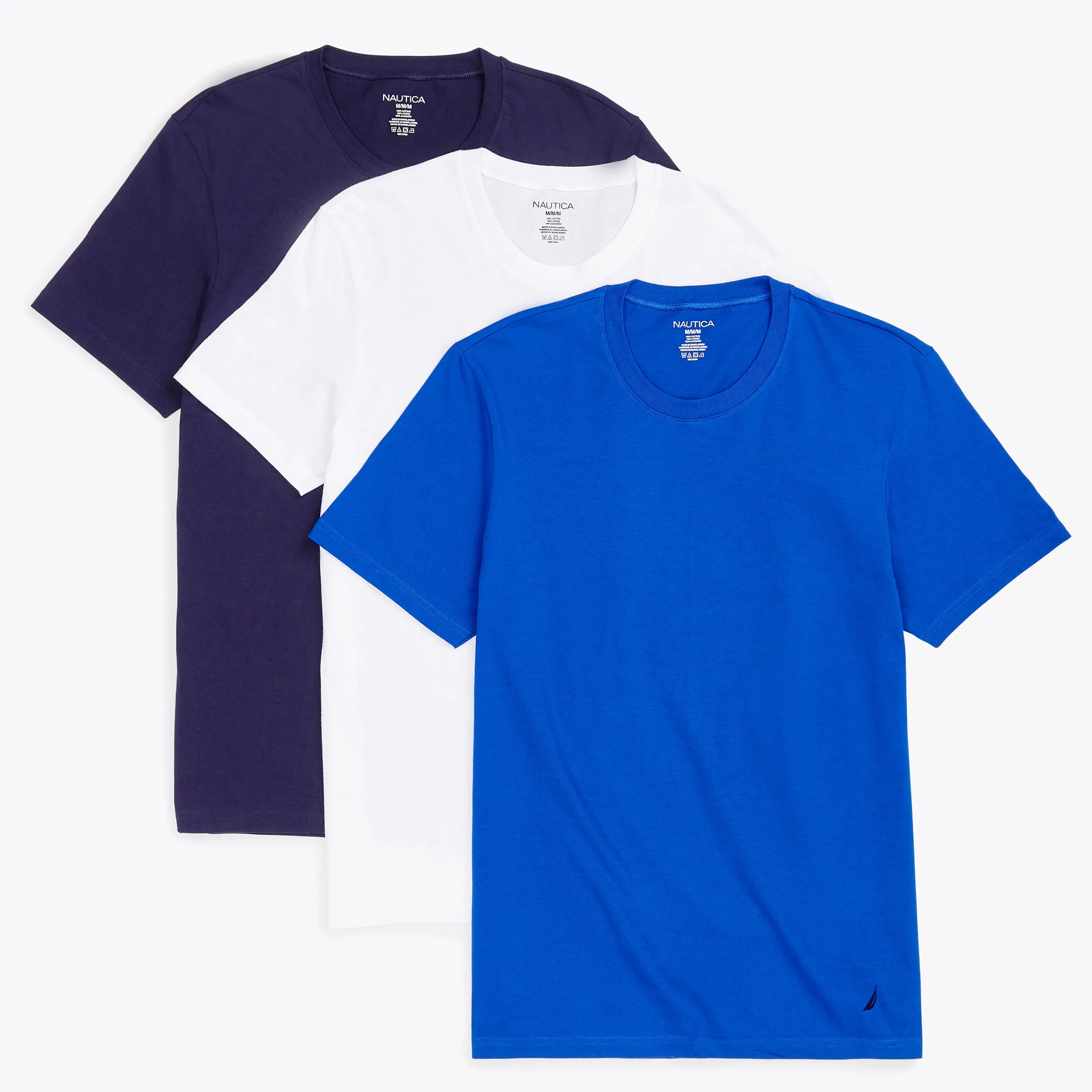 Nautica Mens Crew T-Shirts, 3-Pack