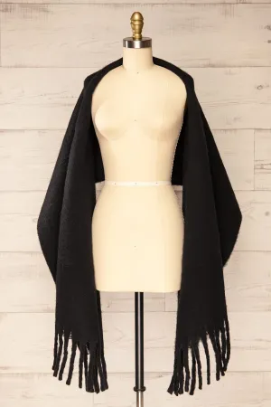 Newnham Black | Oversized Soft Knit Scarf