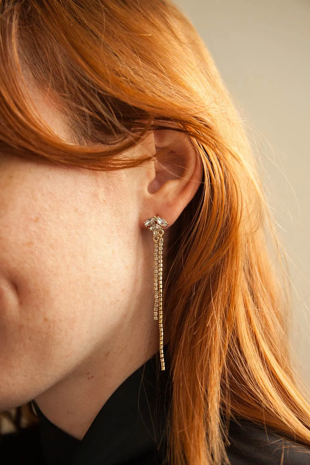 Niobe | Gold Crystal Pendant Earrings