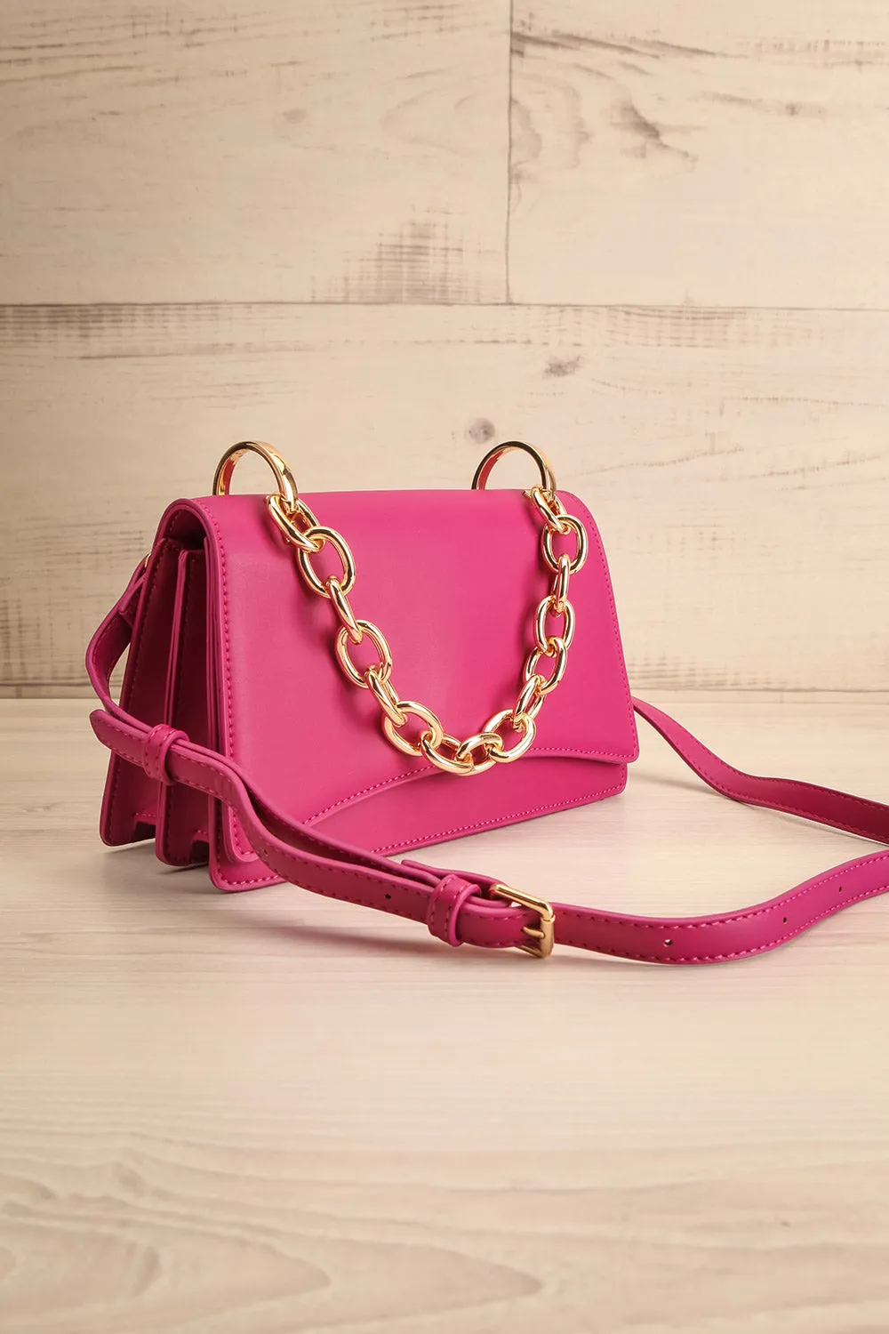 Novina Fuchsia | Faux-Leather Crossbody Handbag