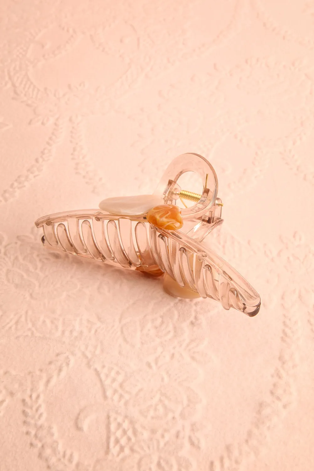 Nyxe | Large Beige Claw Clip w/ Marbled Hearts