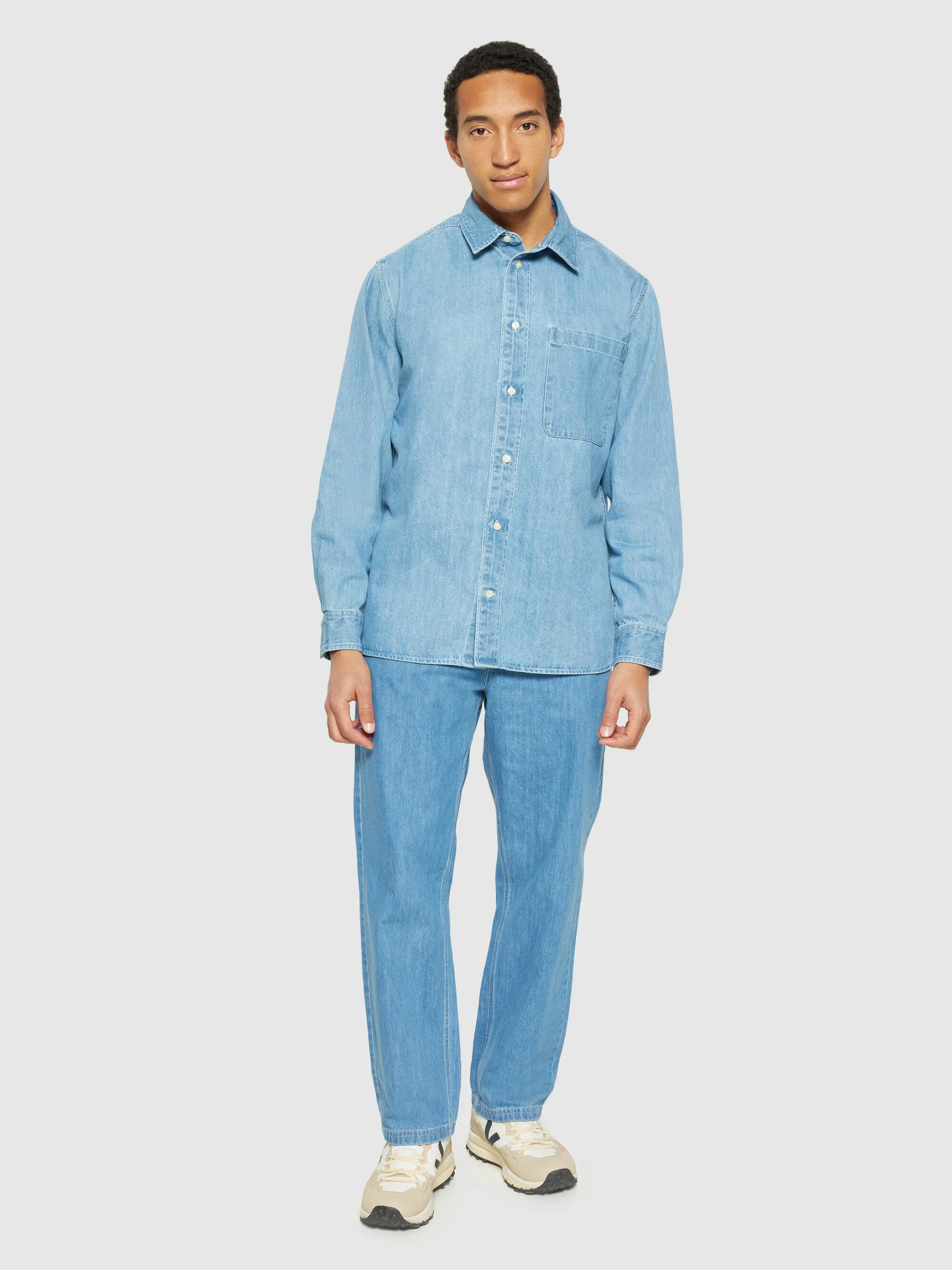Organic Cotton Natural Indigo Denim Shirt GOTS - Light Blue denim Knowledge Cotton
