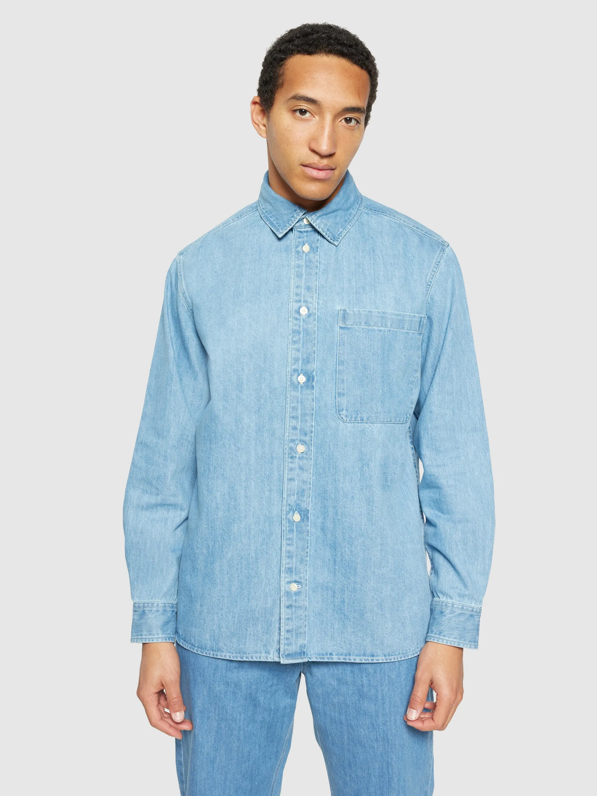 Organic Cotton Natural Indigo Denim Shirt GOTS - Light Blue denim Knowledge Cotton