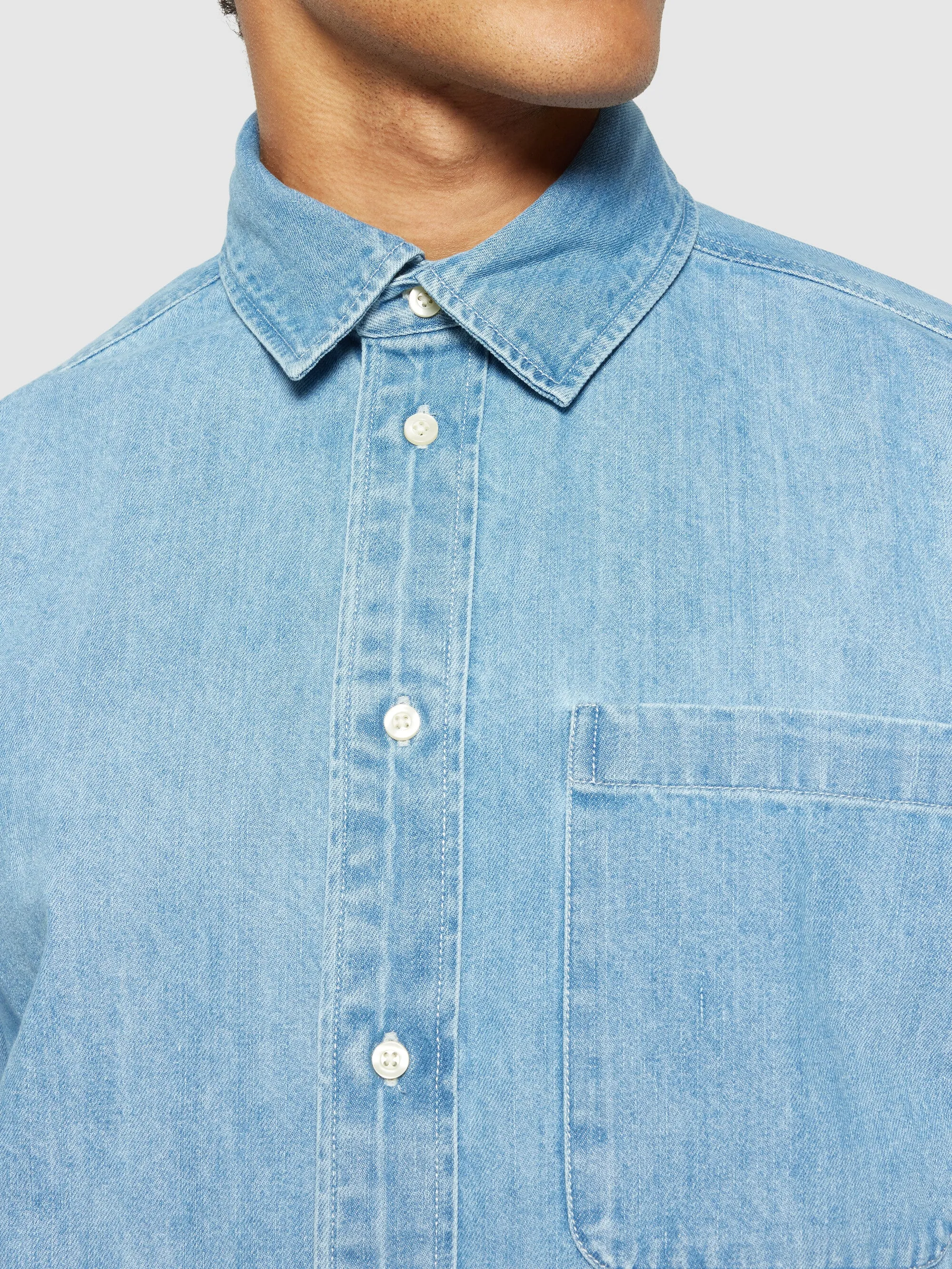 Organic Cotton Natural Indigo Denim Shirt GOTS - Light Blue denim Knowledge Cotton