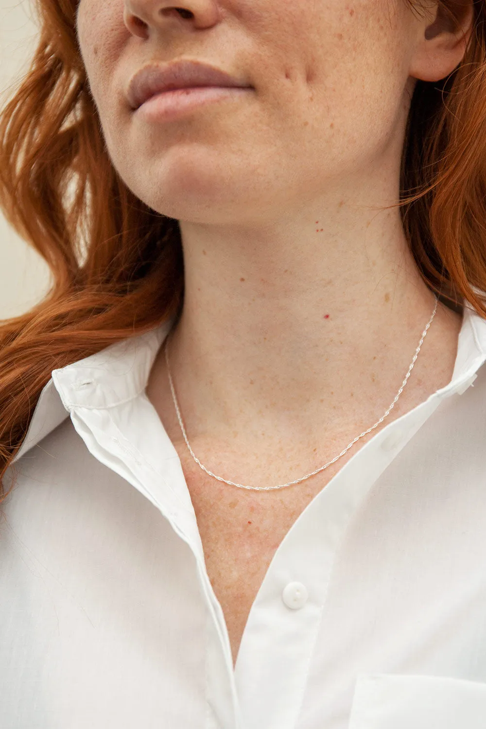 Perry | Silver Plated Flat Twist Chain