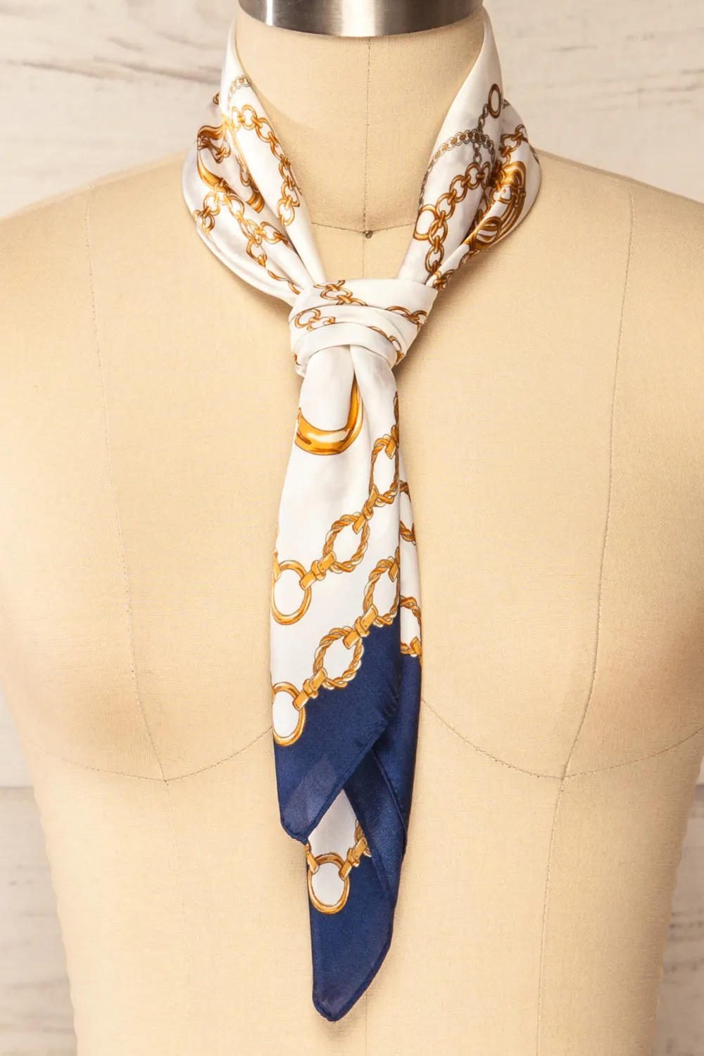Pontevedra Navy | Patterned Satin Scarf
