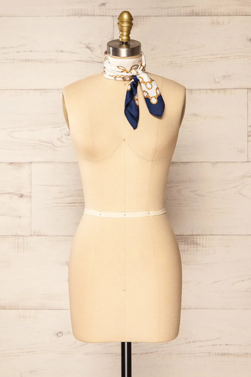 Pontevedra Navy | Patterned Satin Scarf