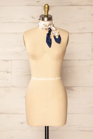 Pontevedra Navy | Patterned Satin Scarf