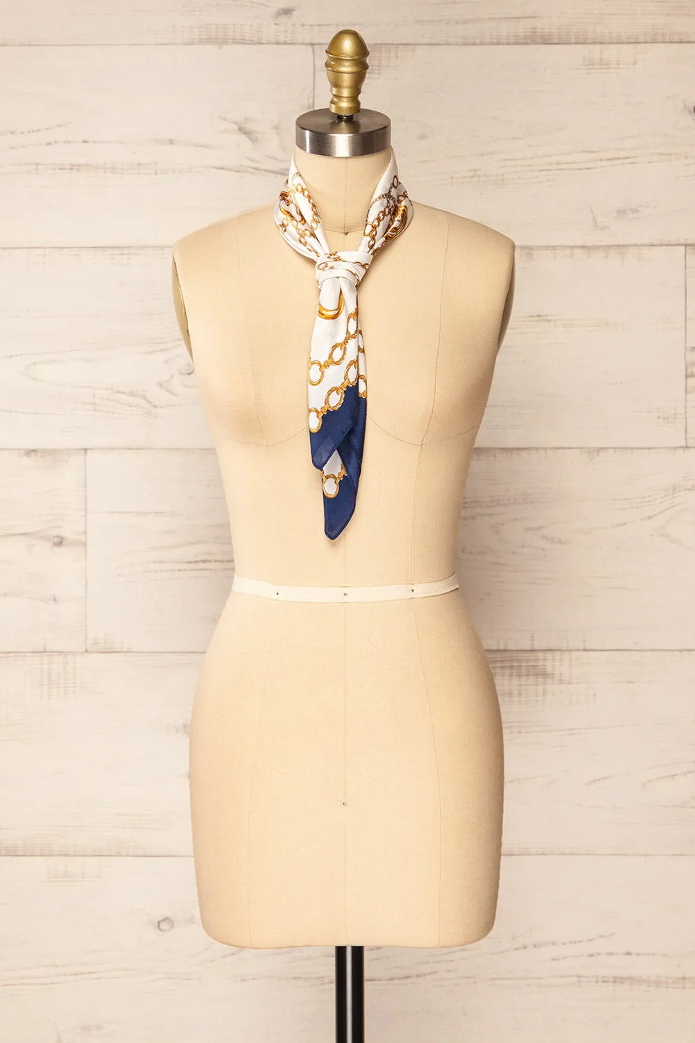 Pontevedra Navy | Patterned Satin Scarf