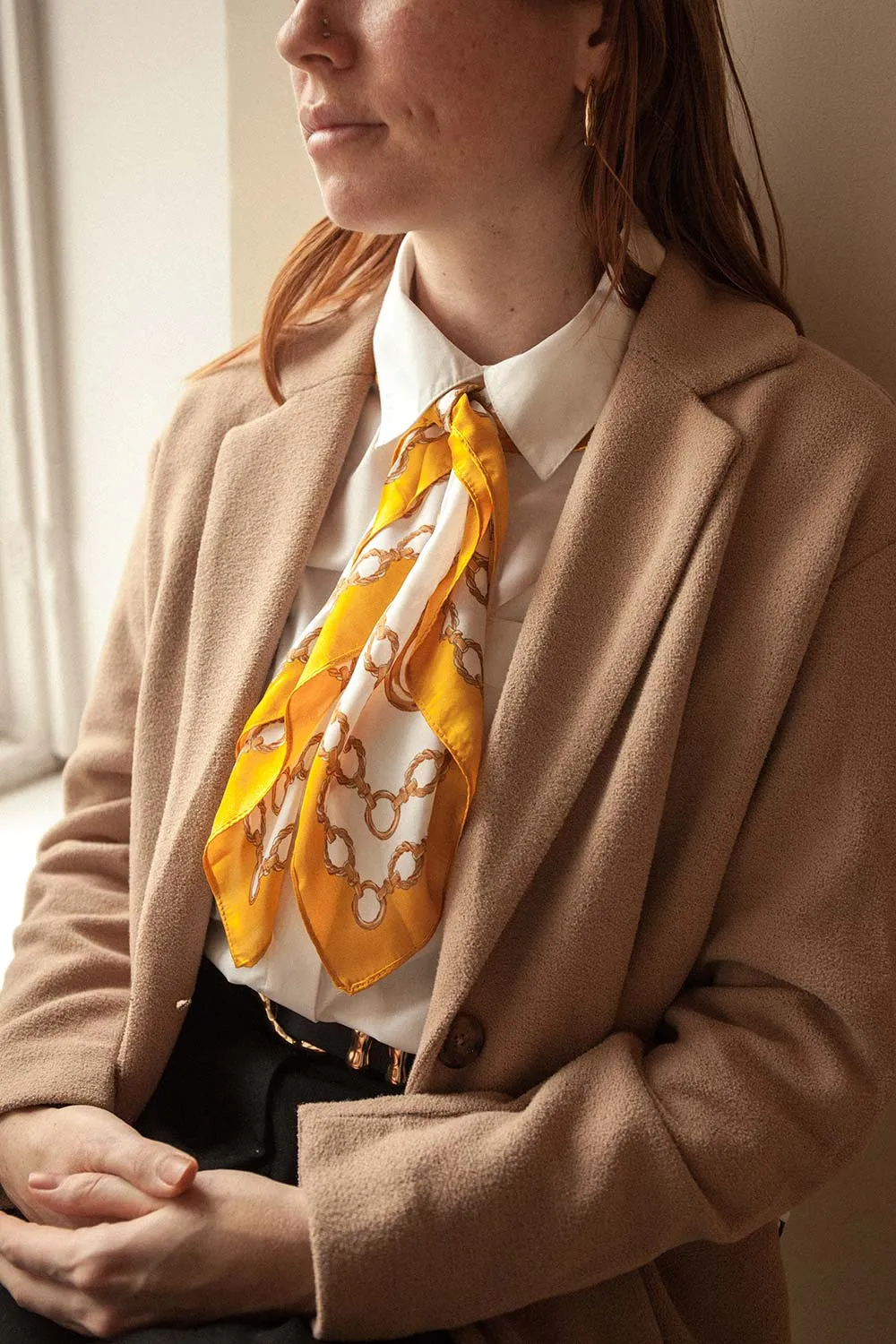 Pontevedra Yellow | Patterned Satin Scarf