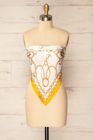 Pontevedra Yellow | Patterned Satin Scarf
