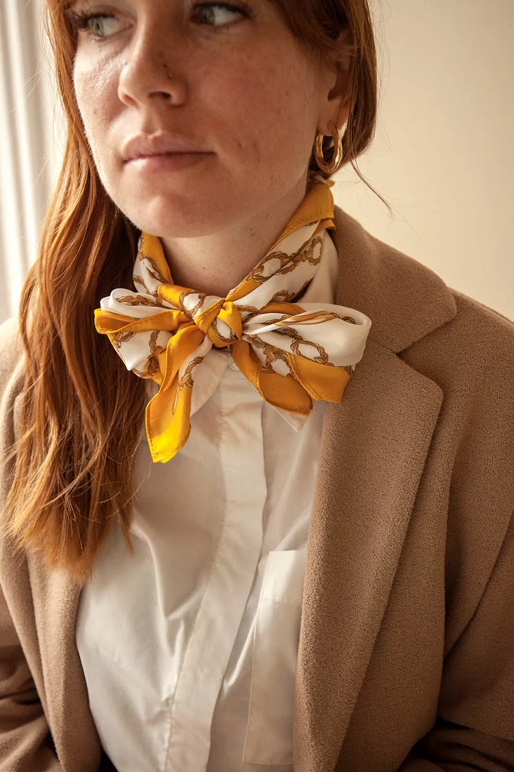 Pontevedra Yellow | Patterned Satin Scarf