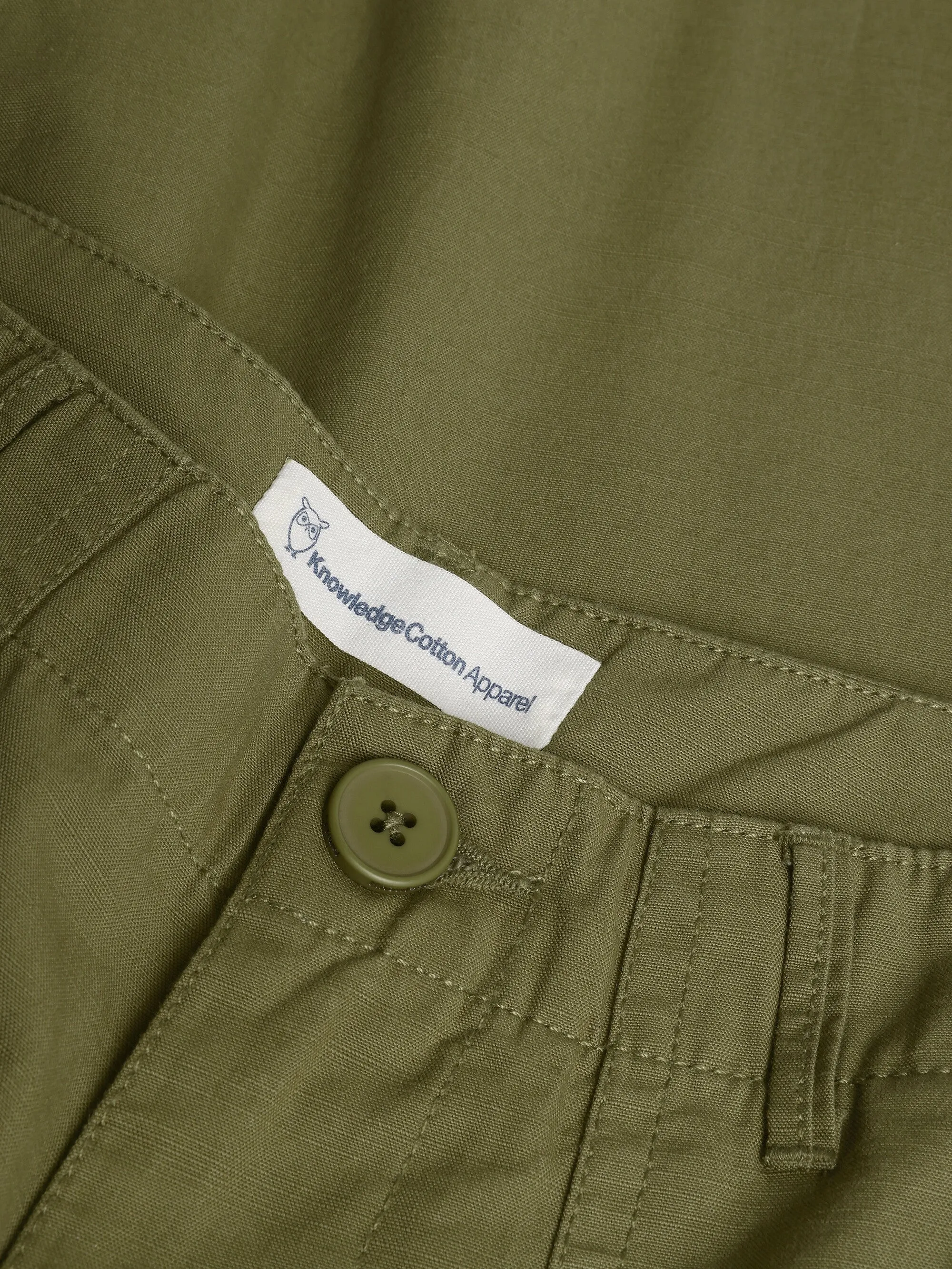 POSEY mid-rise wide slub yarn cropped pants GOTS/Vegan - Burned Olive Knowledge Cotton