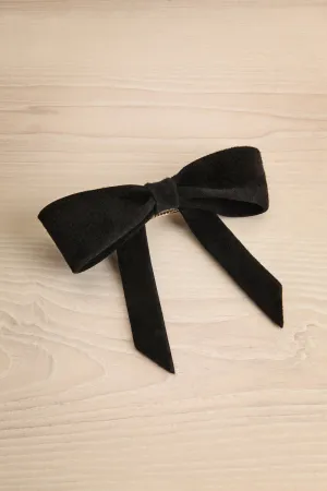 Purimosa Black | Felt Bow Hair Clip