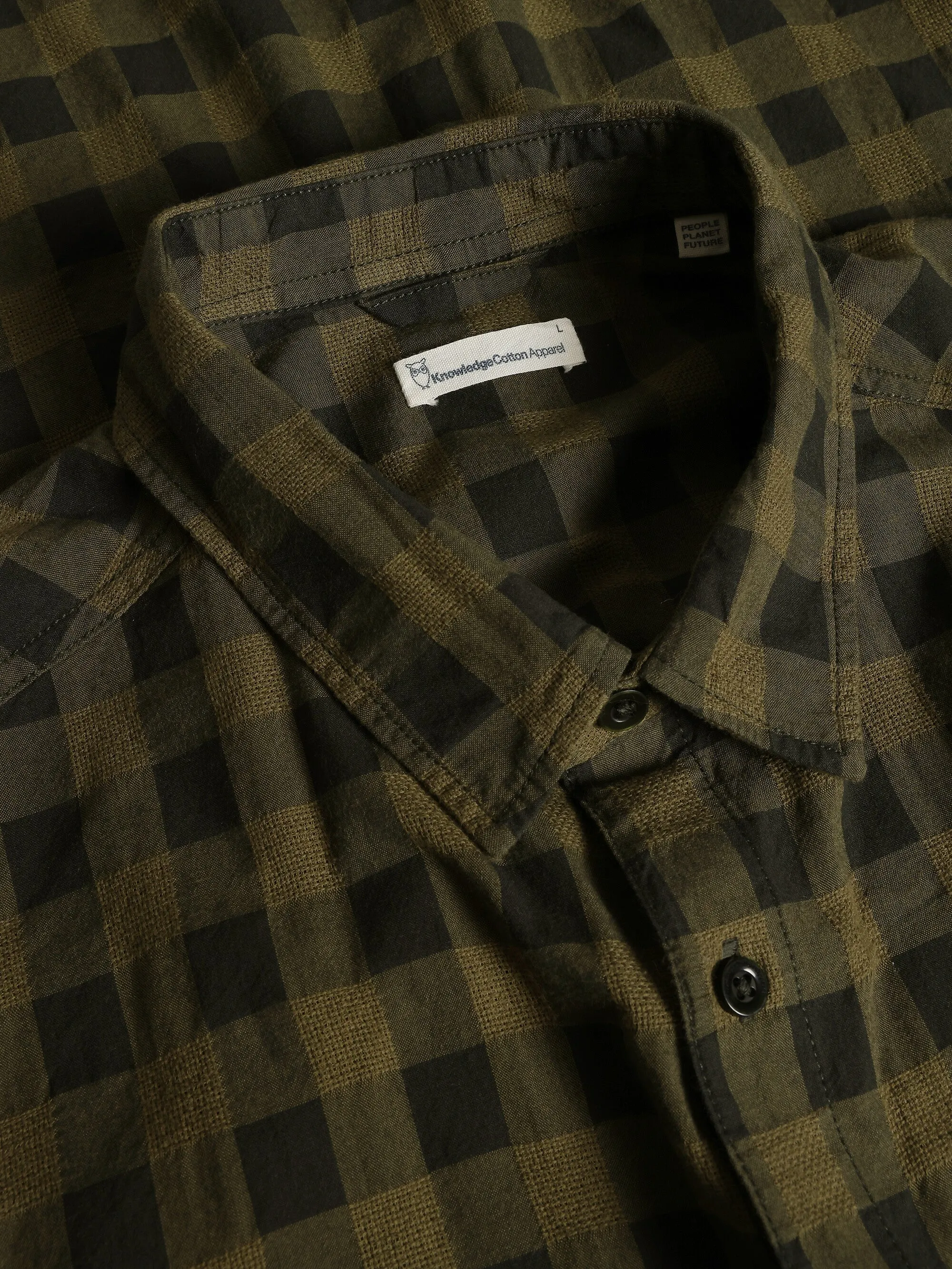 Regular checked shirt - GOTS/Vegan - Green check Knowledge Cotton