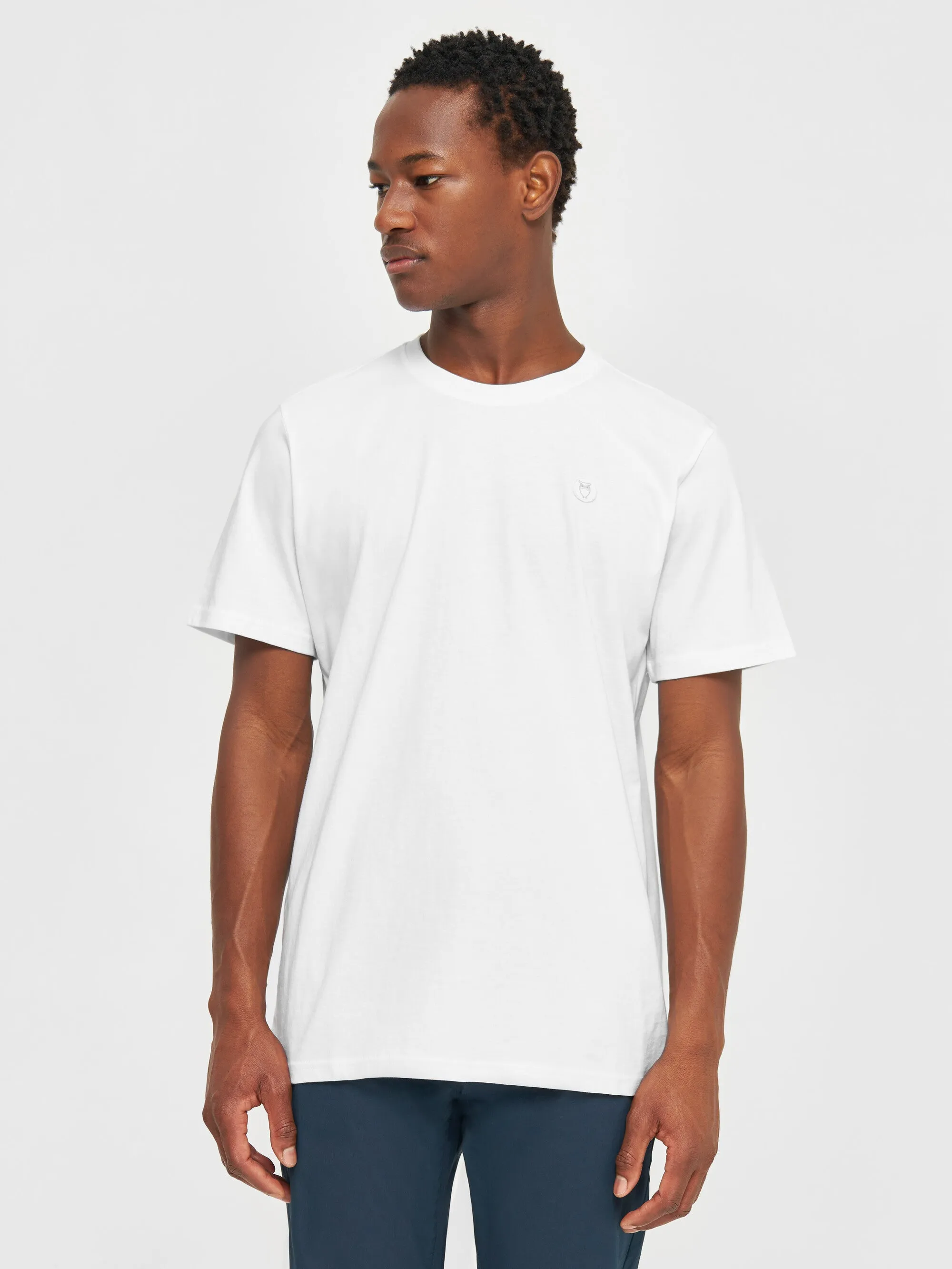 Regular fit Badge t-shirt - Bright White Knowledge Cotton