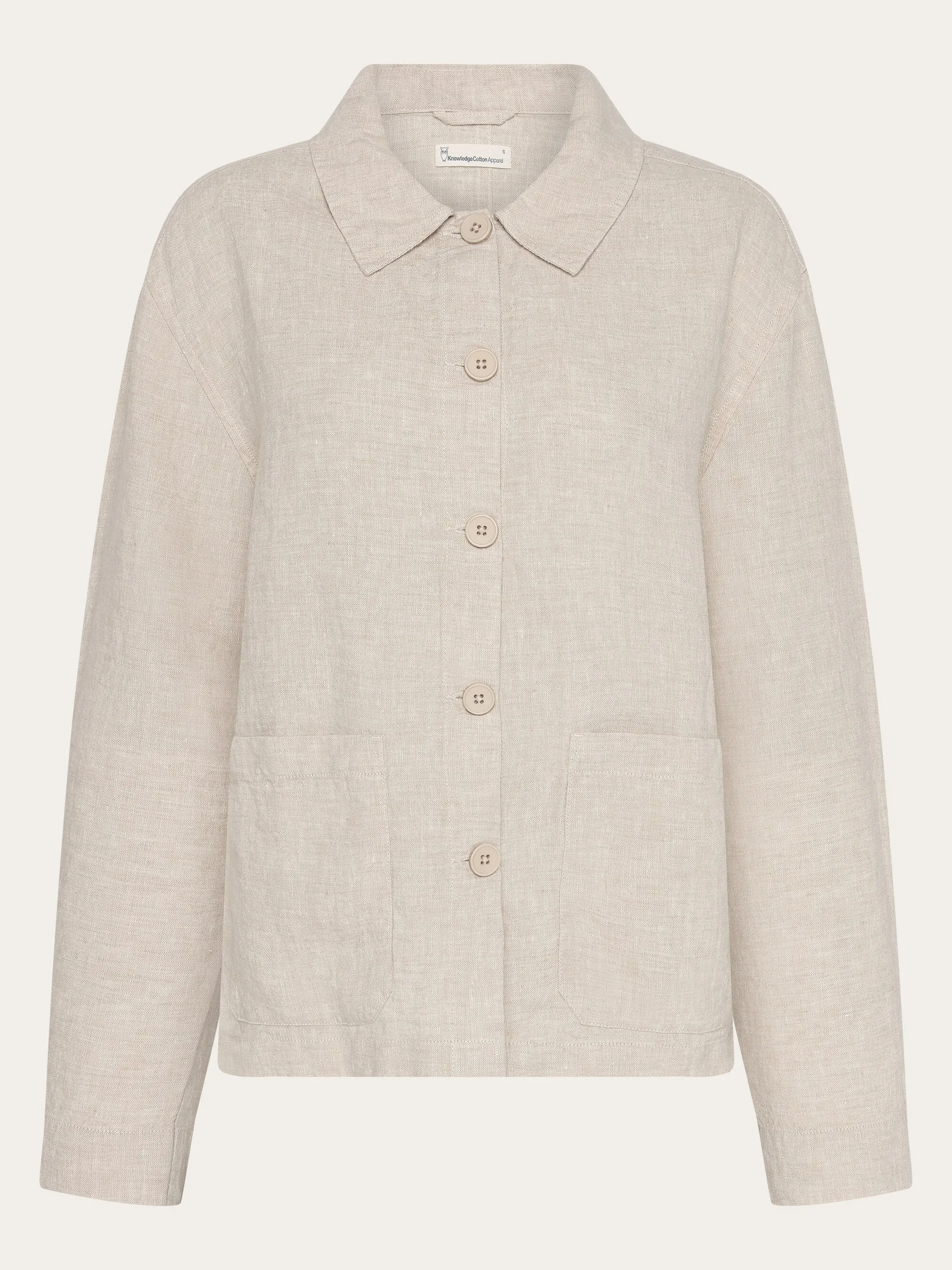 Regular linen overshirt - GOTS/Vegan - Yarndyed - Light feather gray Knowledge Cotton