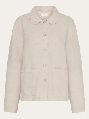 Regular linen overshirt - GOTS/Vegan - Yarndyed - Light feather gray Knowledge Cotton