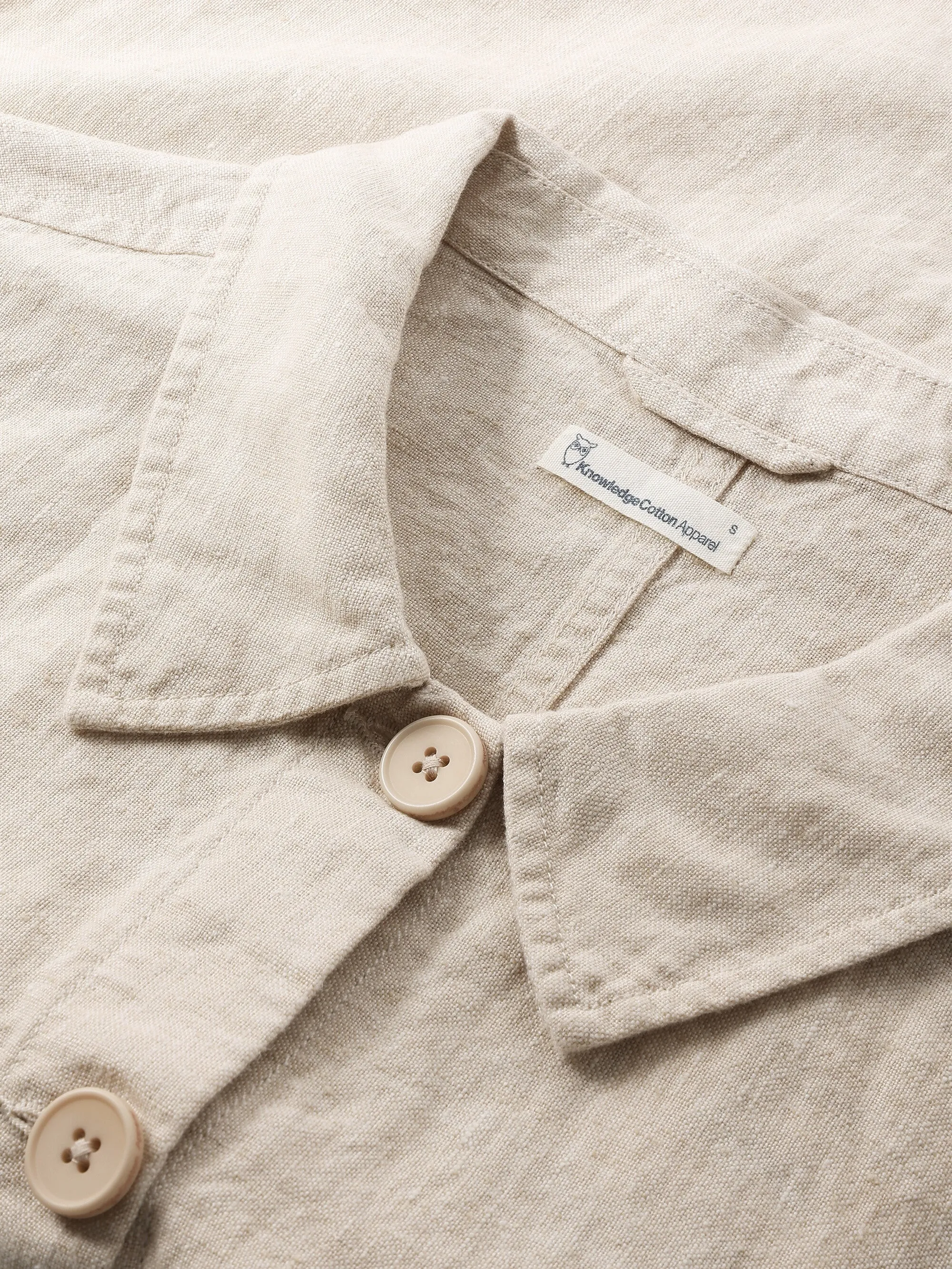 Regular linen overshirt - GOTS/Vegan - Yarndyed - Light feather gray Knowledge Cotton