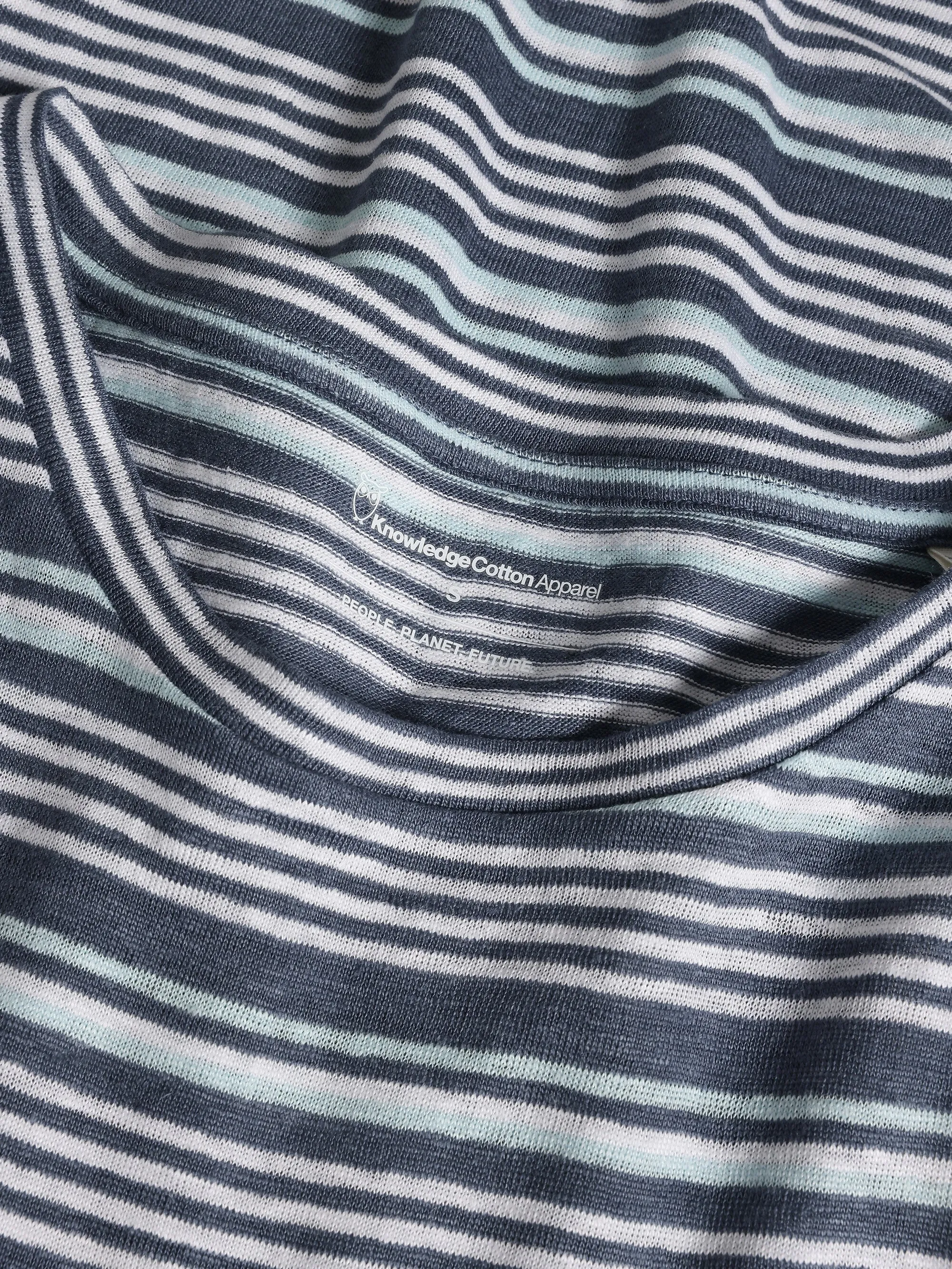 Regular linen stripe t-shirt - GOTS/Vegan - Blue stripe Knowledge Cotton