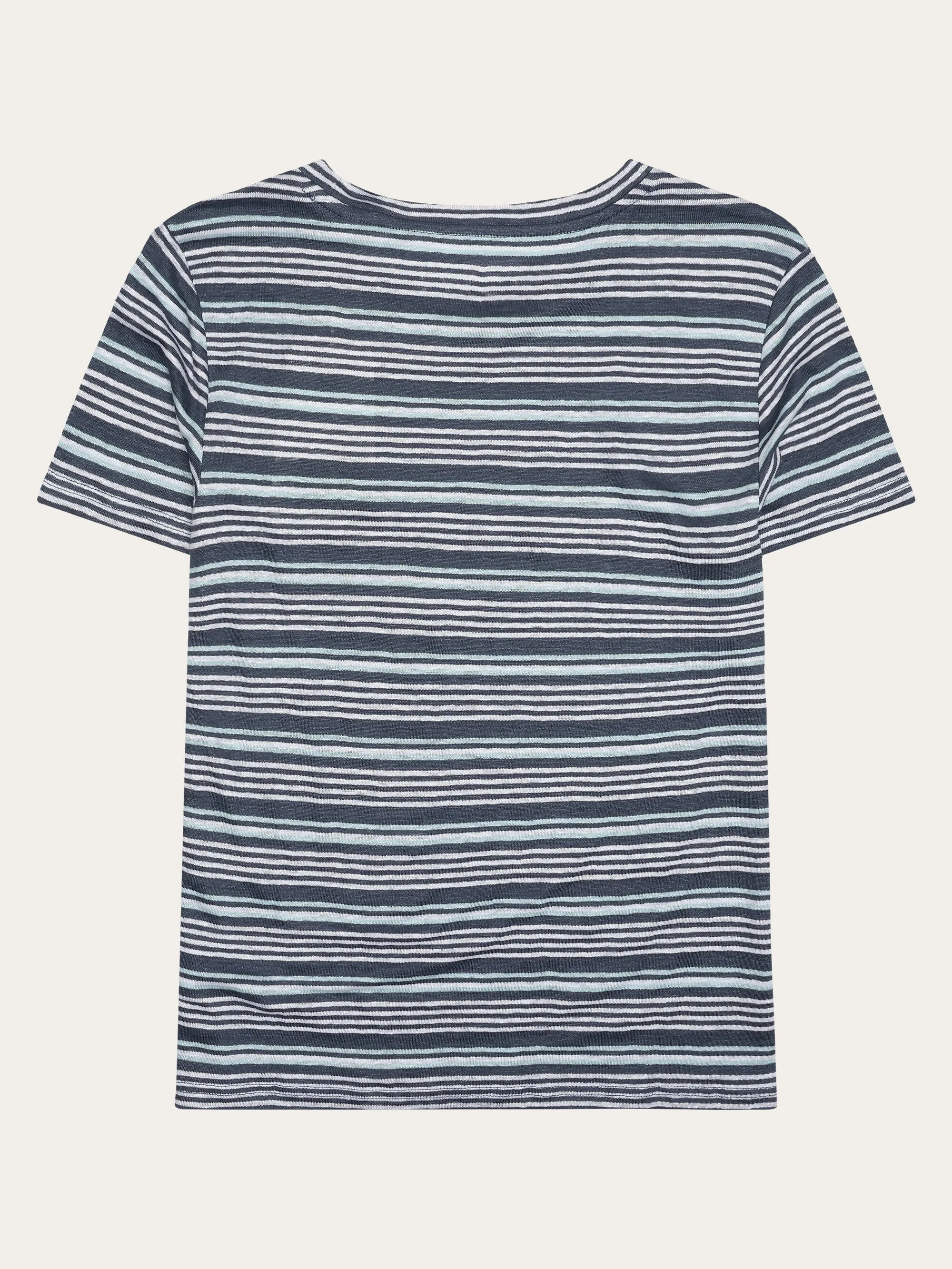 Regular linen stripe t-shirt - GOTS/Vegan - Blue stripe Knowledge Cotton