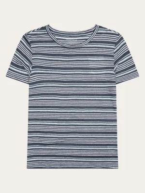 Regular linen stripe t-shirt - GOTS/Vegan - Blue stripe Knowledge Cotton