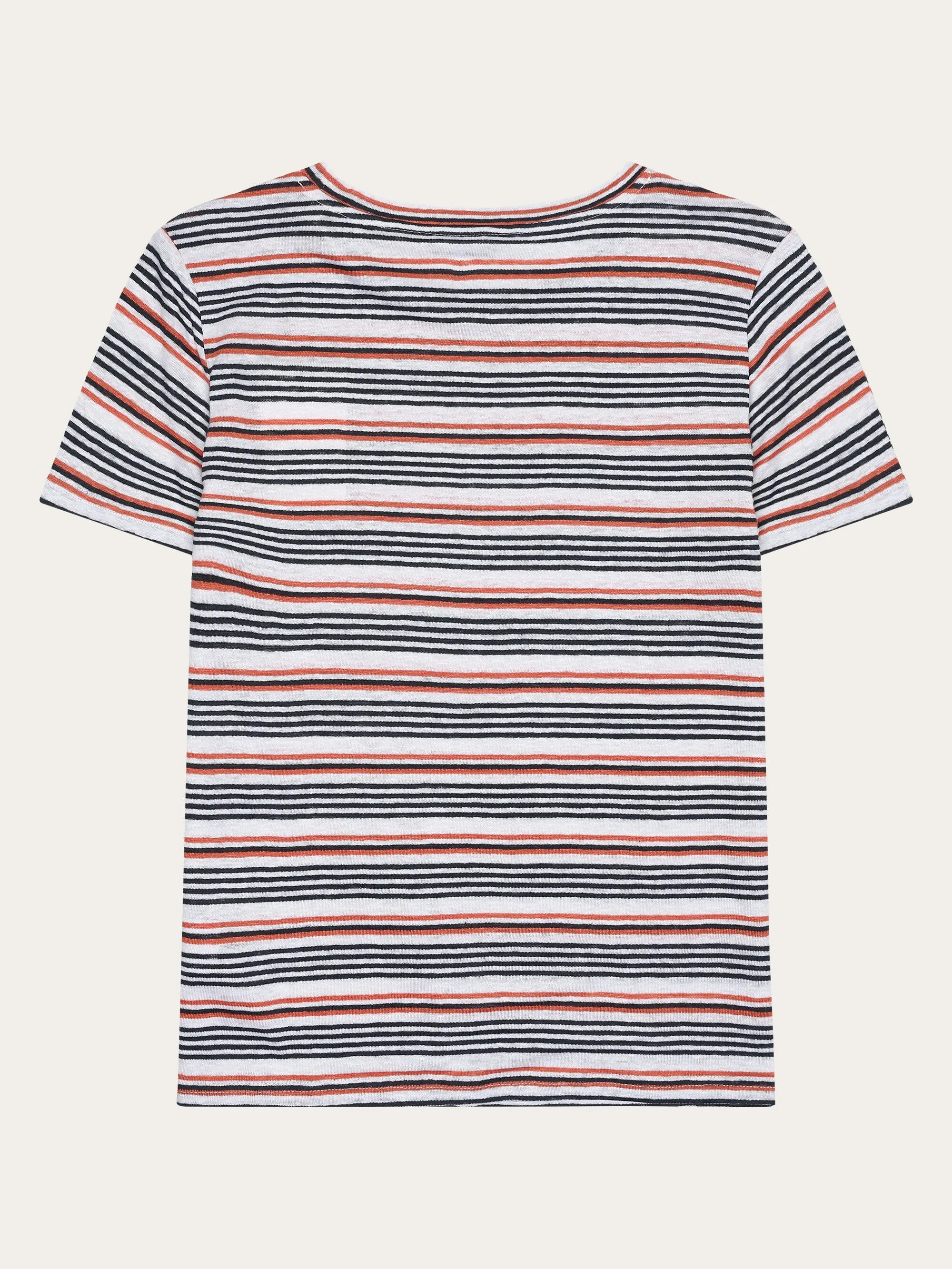 Regular linen stripe t-shirt - GOTS/Vegan - White stripe Knowledge Cotton