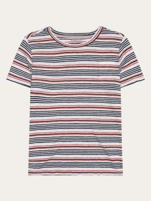 Regular linen stripe t-shirt - GOTS/Vegan - White stripe Knowledge Cotton