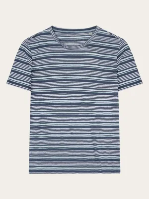 Regular linen striped t-shirt - GOTS/Vegan - Blue stripe Knowledge Cotton