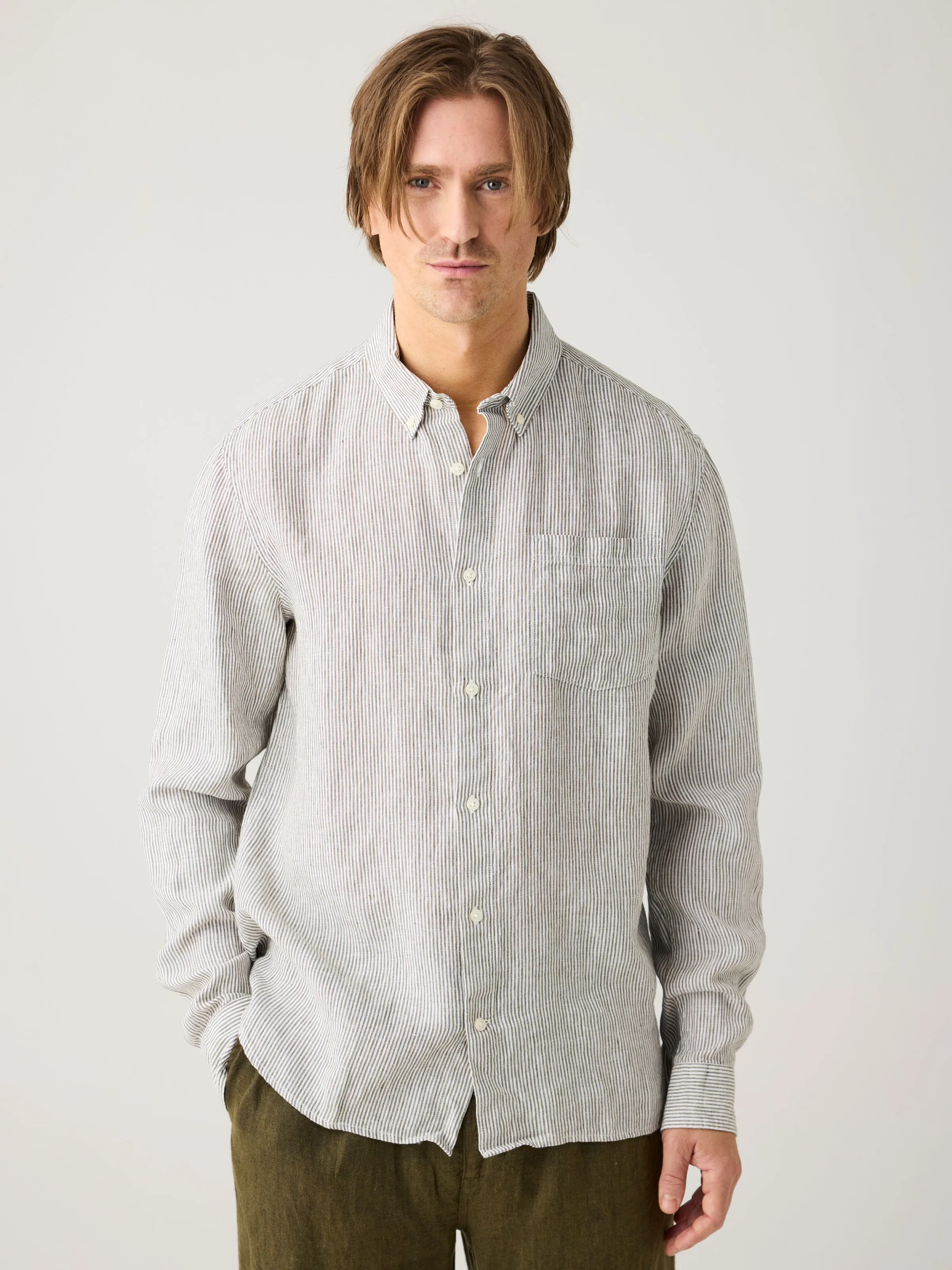 Regular striped linen shirt - GOTS/Vegan - Total Eclipse Knowledge Cotton