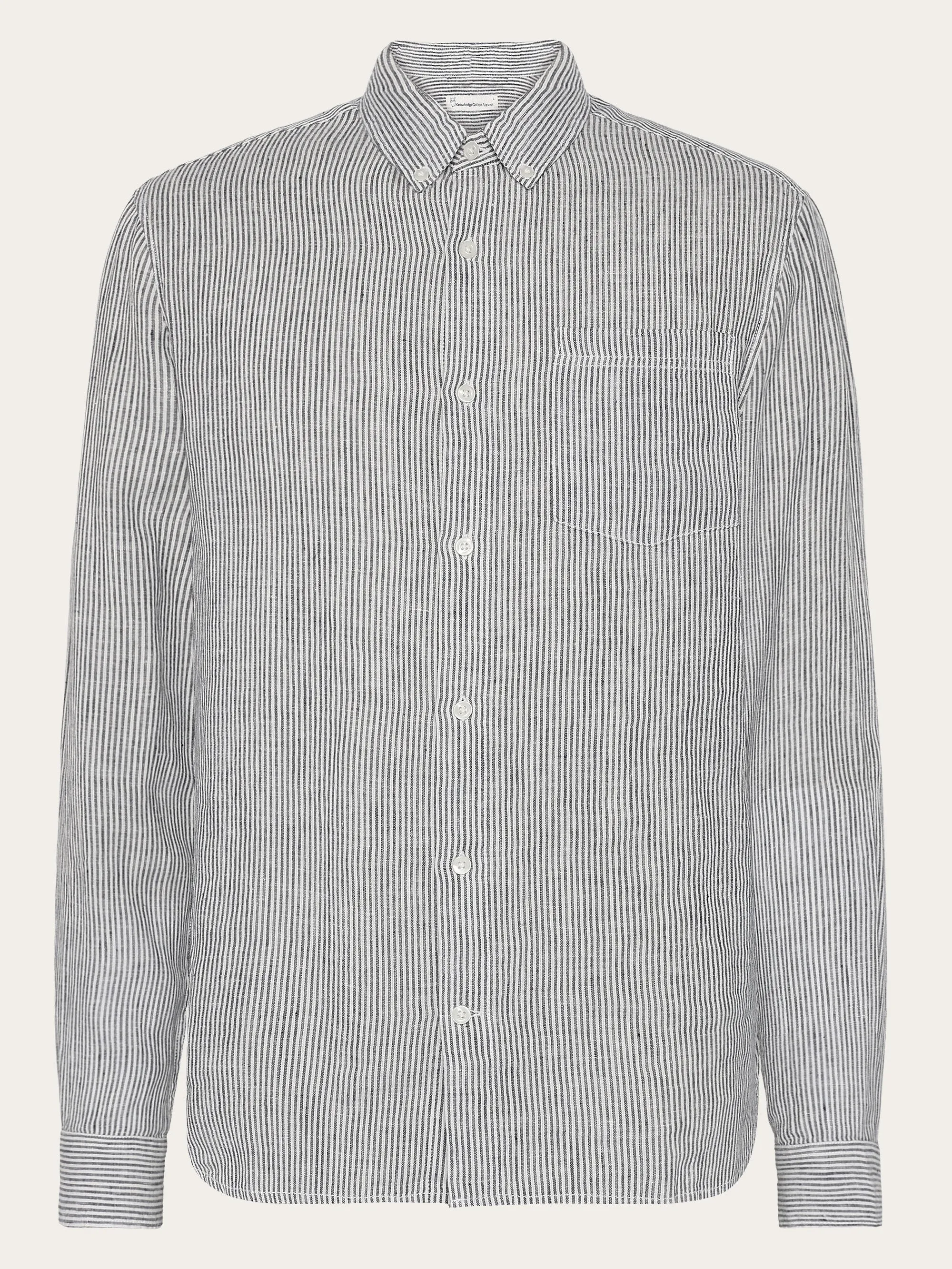 Regular striped linen shirt - GOTS/Vegan - Total Eclipse Knowledge Cotton