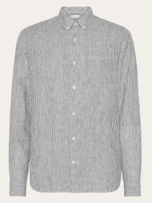 Regular striped linen shirt - GOTS/Vegan - Total Eclipse Knowledge Cotton