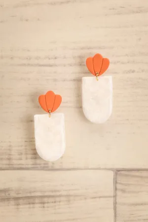 Remiel Orange | Pendant Earrings w/ Shell