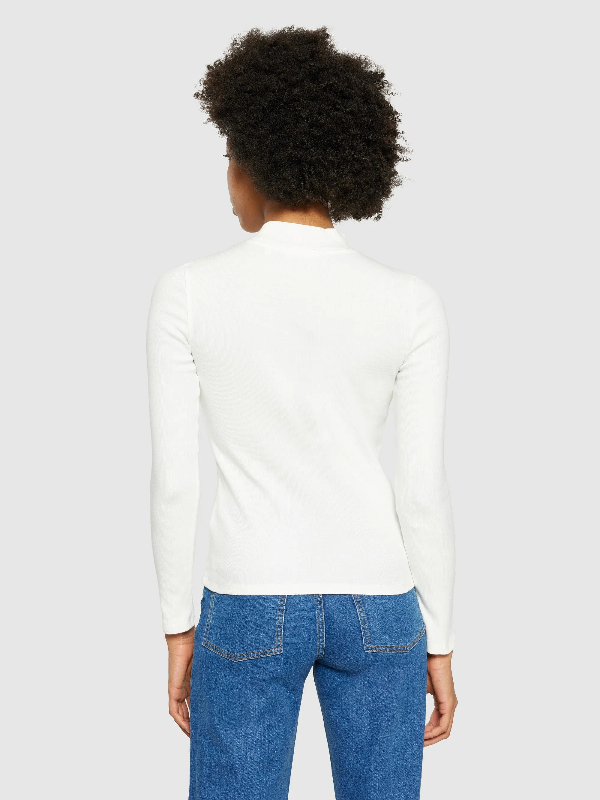 Rib high neck LS - Star White Knowledge Cotton