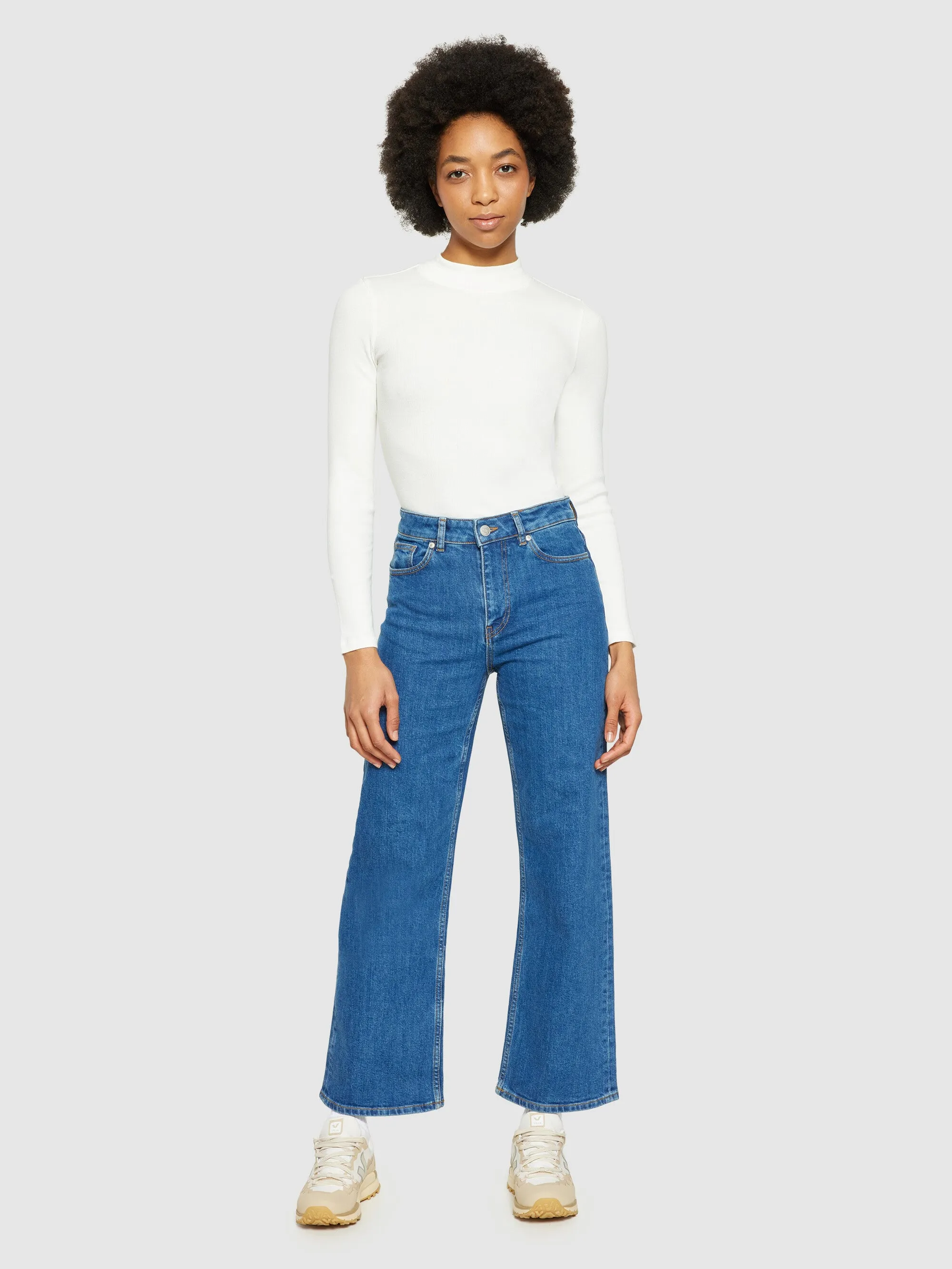 Rib high neck LS - Star White Knowledge Cotton