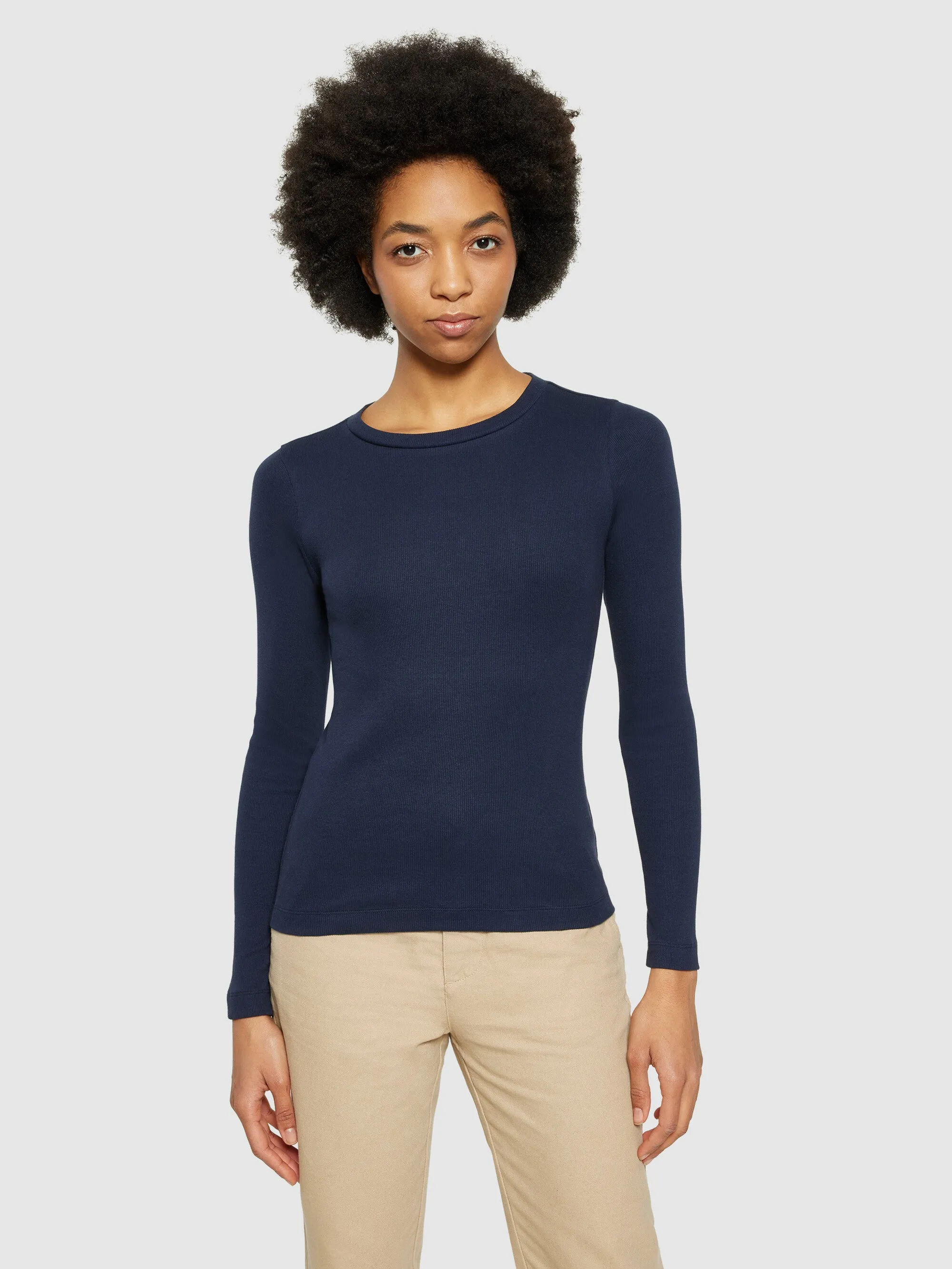 Rib Scoop neck long sleeved - Night Sky Knowledge Cotton